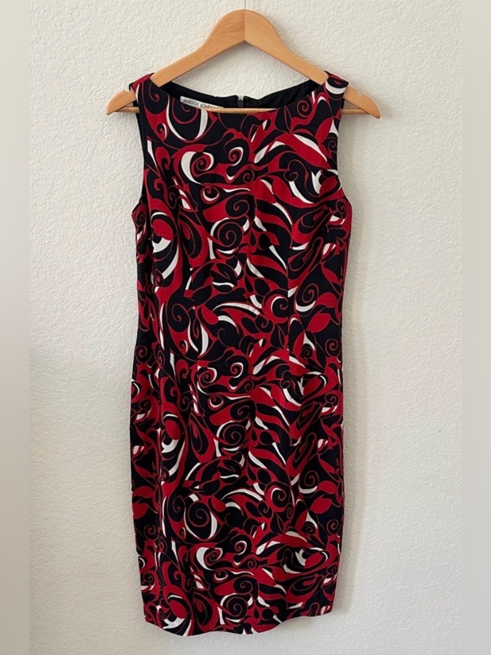 Maggy London Red & Black Sleeveless Silk Sheath Dress - size 6